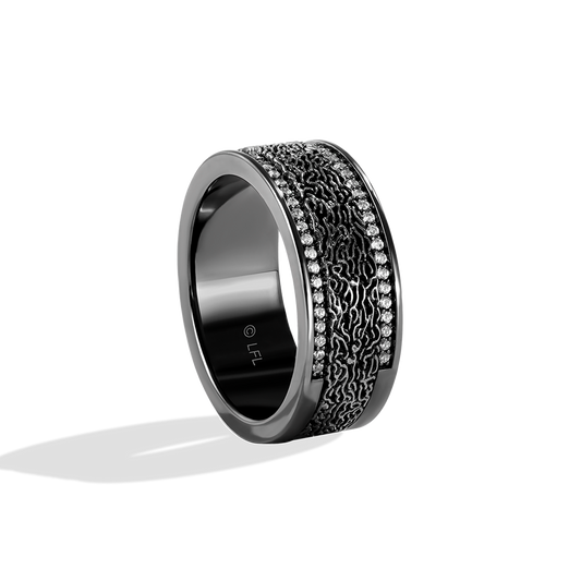 Star Wars  Han Solo™ MEN'S Diamond RING 1/5 CT.TW. White Diamonds Silver with Black Rhodium Side View