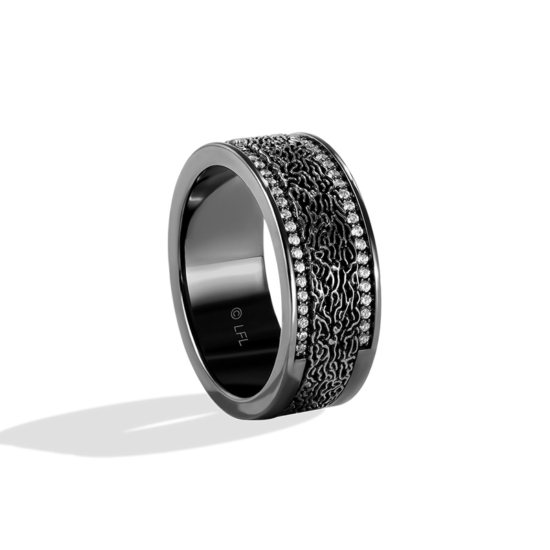 Star Wars  Han Solo™ MEN'S Diamond RING 1/5 CT.TW. White Diamonds Silver with Black Rhodium Side View