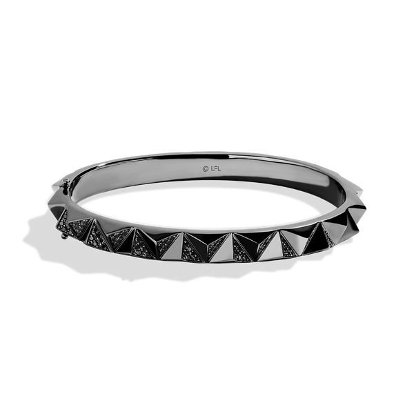DARK ARMOR WOMEN'S BANGLE  9/10 CT.TW. Black Diamonds Silver with Black Rhodium