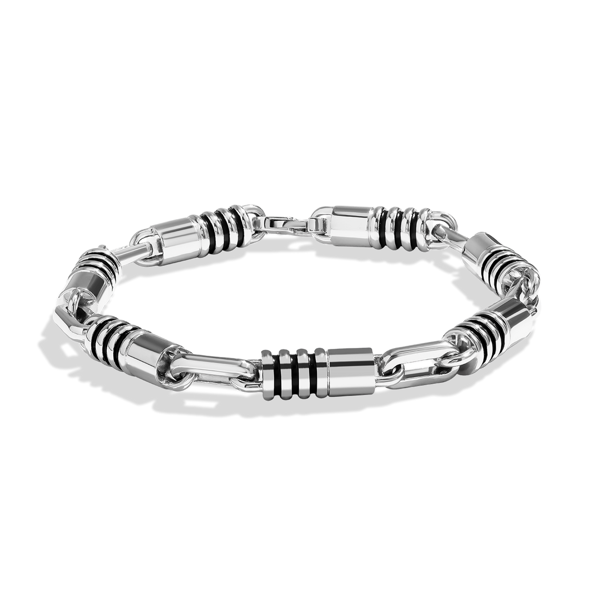 Silver metal bracelet mens deals