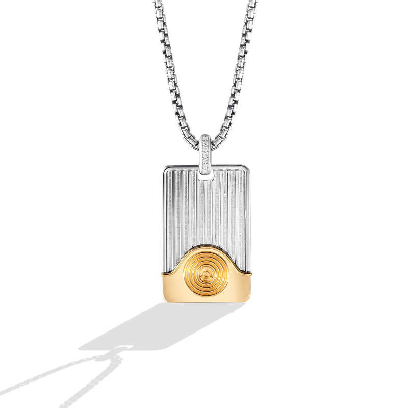 Star Wars C-3PO™ Inspired Men's/Women's PENDANT True Two Tone Silver and 10K Yellow Gold Front view