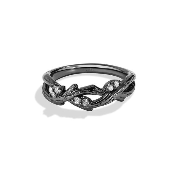 THE DAGOBAH WOMEN'S RING 1/10 CT.TW. White Diamonds Silver and Black Rhodium