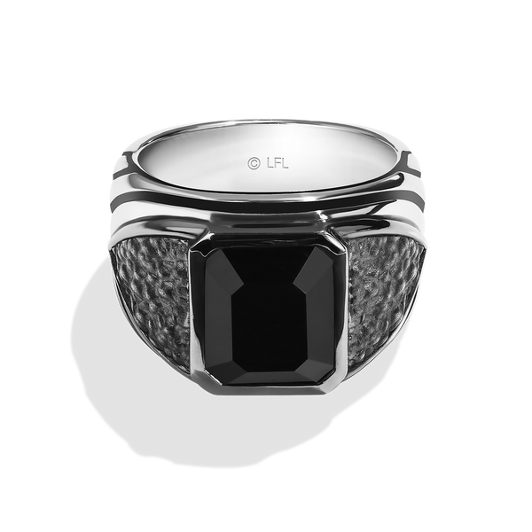 IN CARBONITE MEN'S RING Black Onyx Silver and Black Rhodium