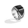 IN CARBONITE MEN'S RING Black Onyx Silver and Black Rhodium