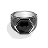 IN CARBONITE MEN'S RING Black Onyx Silver and Black Rhodium