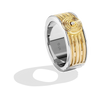 THREEPIO SERIES MEN'S RING White Diamond Accent Two Tone Silver and 10K Yellow Gold