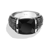 IN CARBONITE MEN'S RING 1/6 CT.TW. Black Diamonds and Black Onyx Silver and Black Rhodium