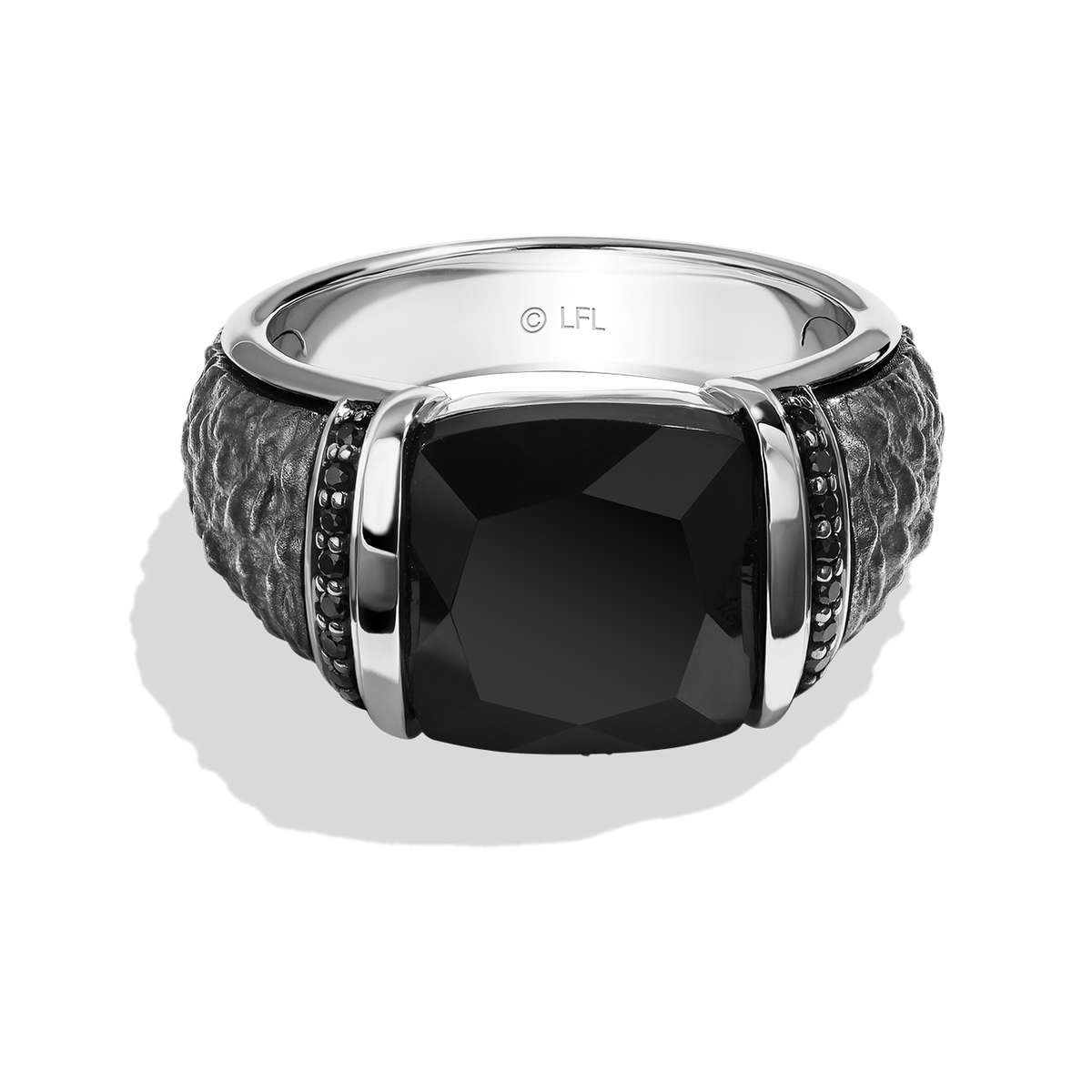 Black Diamond & Meteorite Ring Set | Jewelry by Johan - Jewelry by Johan