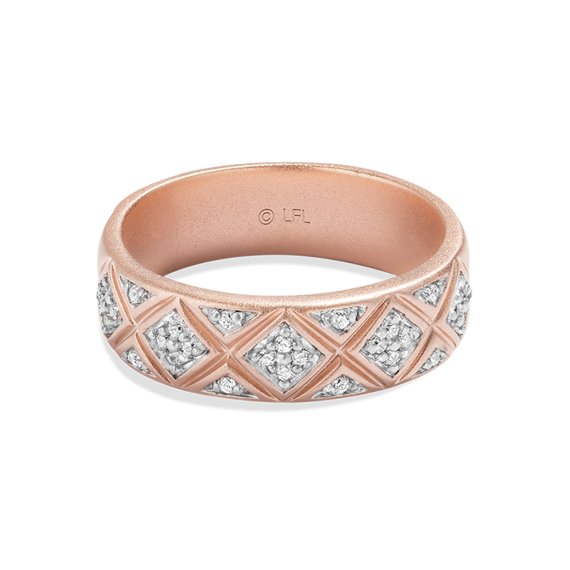 Star Wars Princess Leia™ WOMEN'S Diamond  Wedding BAND 1/6 CT.TW. White Diamonds 14K Rose Gold Front view