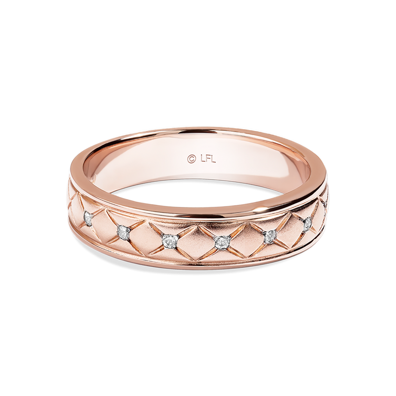 Star Wars Princess Leia™ WOMEN'S Diamond Wedding BAND 1/10 CT.TW. with 14K Rose Gold Front view