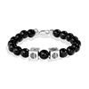 Star Wars Han Solo Inspired Men's Diamond Bracelet 1/5 CT.TW. Black Diamonds Black Onyx Beading Front View