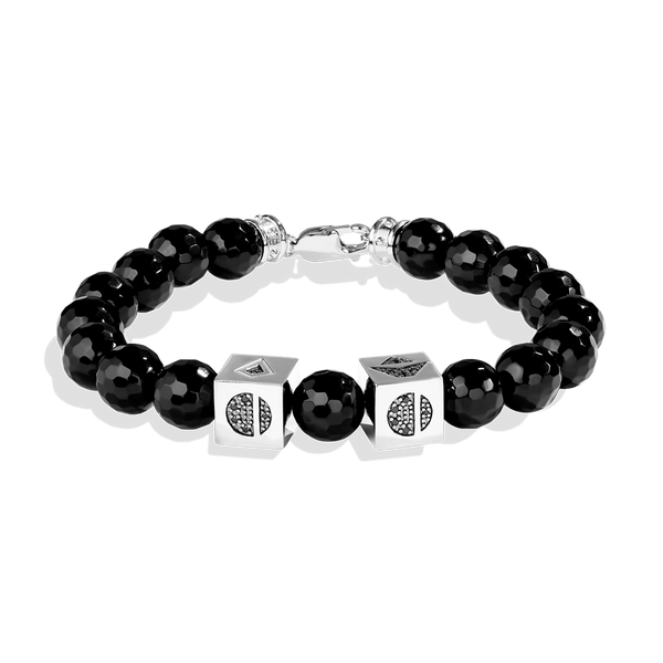 THE ODDS MEN'S BRACELET 1/5 CT.TW. Black Diamonds Black Onyx Beading