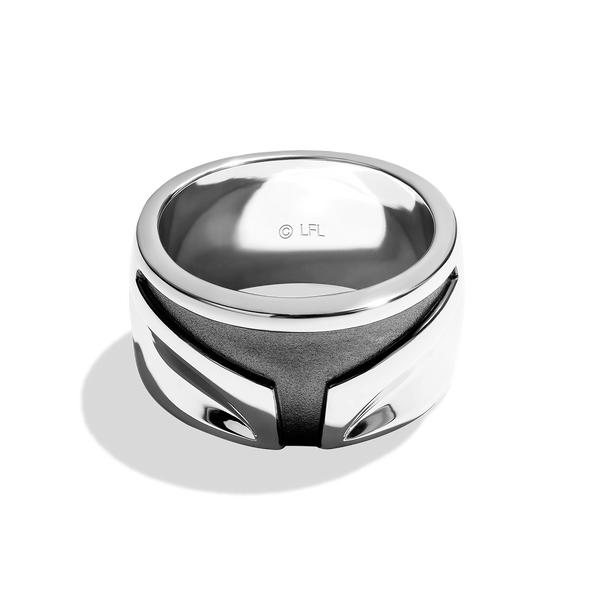 THE MANDALORIAN™ MEN'S RING Silver and Black Rhodium