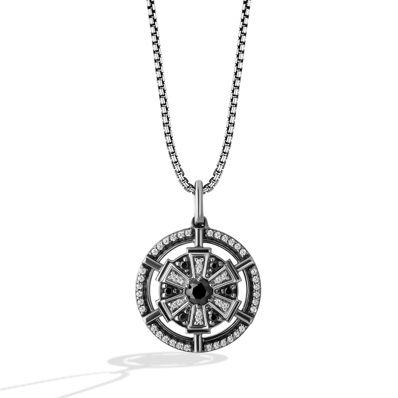 Star Wars Imperial Symbol Women's Diamond Pendant 1/4 CT.TW with Black & White Diamonds & Silver Front View
