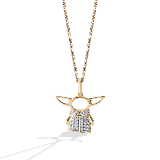 Star Wars GROGU WOMEN'S Diamond Pendant 1/10 CT.TW. with White Diamonds 10K Yellow Gold  Front View