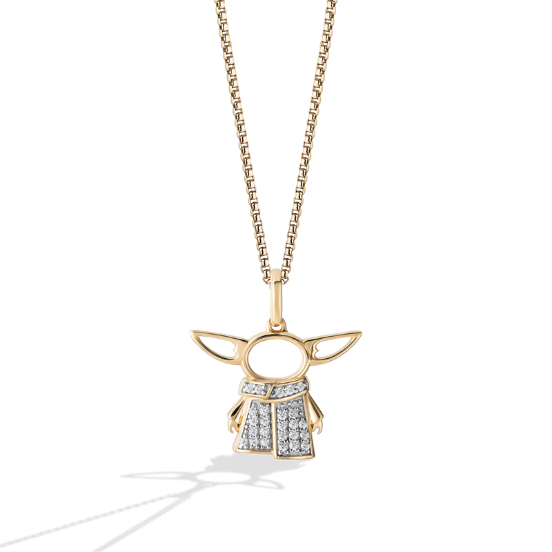 Star Wars GROGU WOMEN'S Diamond Pendant 1/10 CT.TW. with White Diamonds 10K Yellow Gold  Front View
