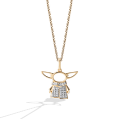 Star Wars Grogu White Diamond Women s Pendant Yellow Gold 1 10 CTTW Star Wars Fine Jewelry
