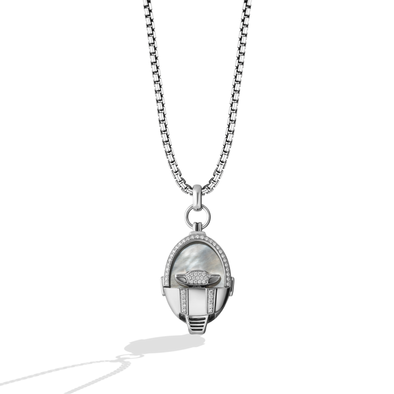 Star Wars GROGU WOMEN'S Diamond  PENDANT 1/4 CT.TW. White Diamonds and Mother of Pearl Silver Front view