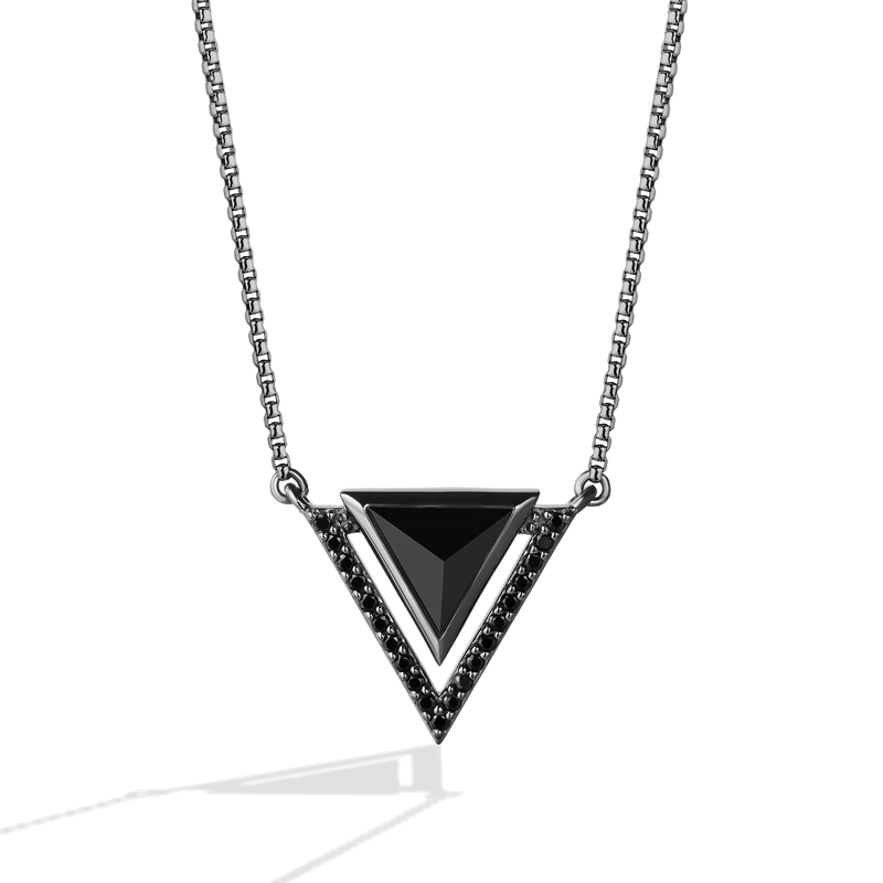  Star Wars Darth Vader™ WOMEN'S Diamond NECKLACE 1/6 CT.TW. Black Diamonds and Onyx Silver with Black Rhodium Front view