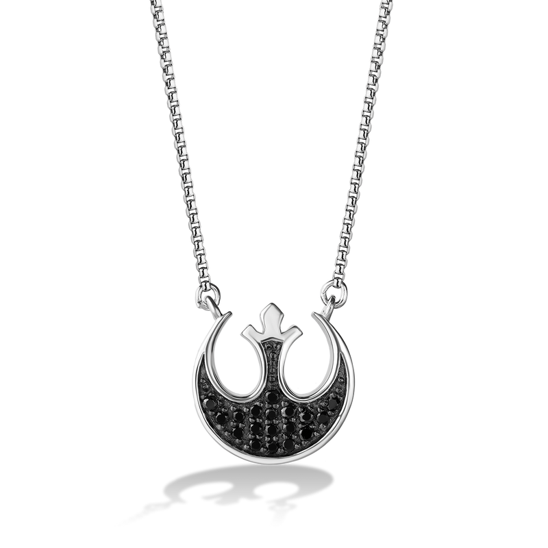 Star Wars Rebel Symbol WOMEN'S Diamond Pendant 1/4 CT.TW. Black Diamonds Silver Front View_1