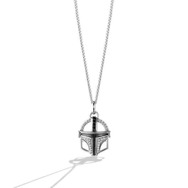 THE MANDALORIAN™ WOMEN'S PENDANT 1/10 CT.TW. Black and White Diamonds, Sterling Silver and Black Rhodium