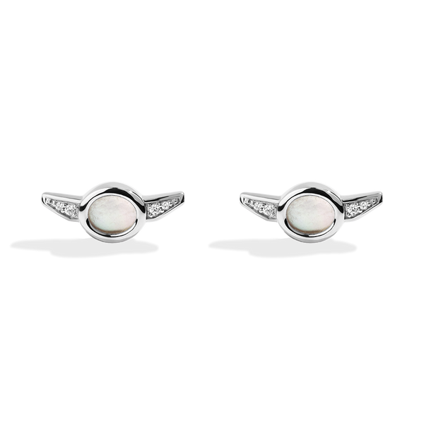 GROGU™ WOMEN'S EARRINGS Diamond Accent and Mother of Pearl, Sterling Silver