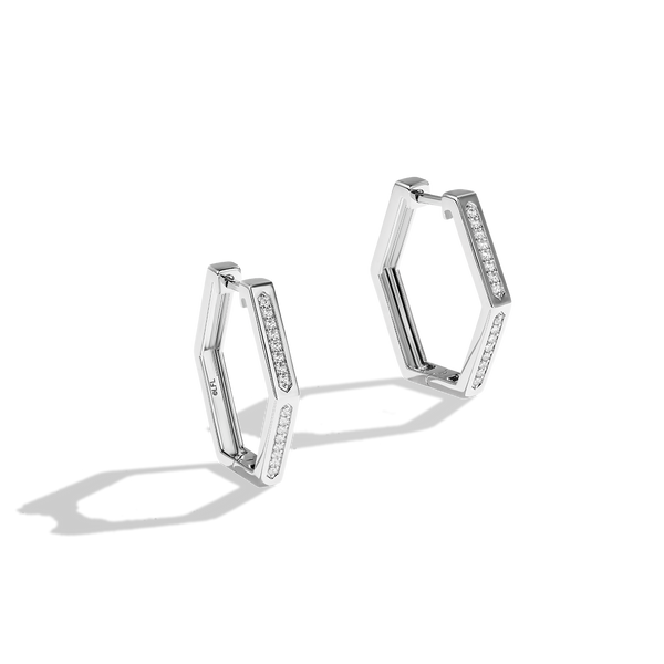 THE TIE FIGHTER WOMEN'S HOOP EARRINGS 1/3 CT.TW. Diamonds, Sterling Silver