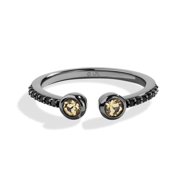 JAWA™ WOMEN'S RING 1/8 CT.TW. Black Diamond and Citrine, Sterling Silver with Black Rhodium