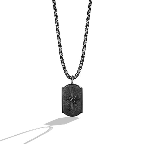 ライトメンズペンダントブラックダイヤモンドのアクセントの保護者、ブラックロジウムとスターリングシルバー