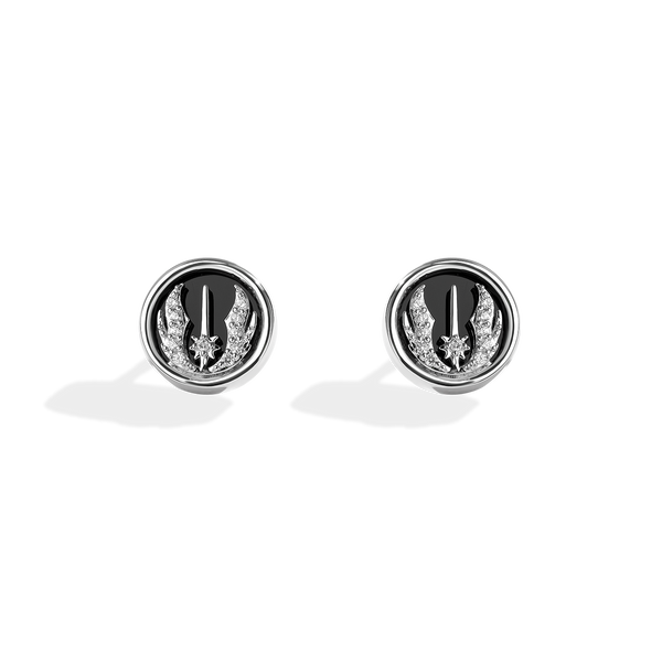 THE JEDI™ ORDER WOMEN'S EARRINGS 1/10 CT.TW. White Diamonds and Black Onyx Silver