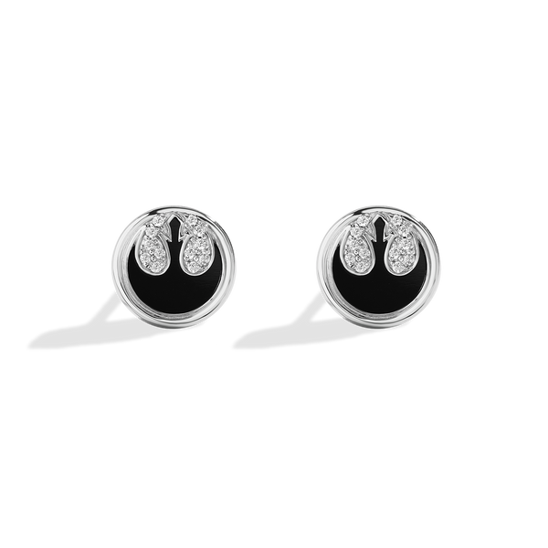 THE REBEL WOMEN'S EARRINGS 1/10 CT.TW. White Diamonds and Black Onyx Silver