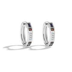 R2 SERIES WOMEN'S HOOP EARRINGS Diamond Accent, Garnet, Created Blue Sapphire, Sterling Silver