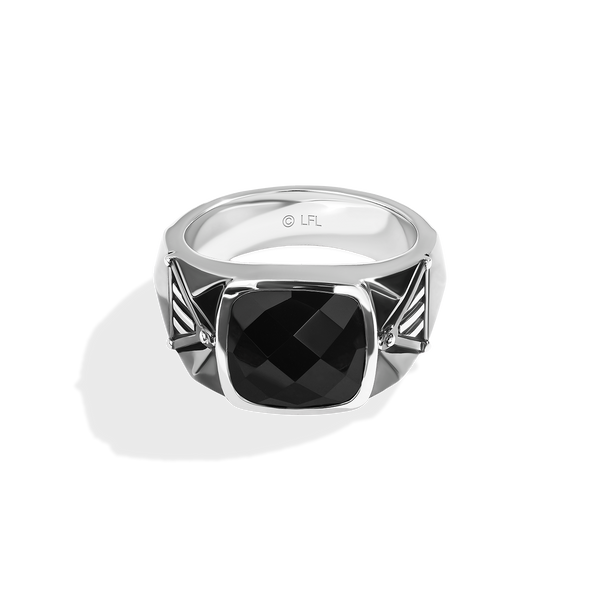 DARK ARMOR MEN'S RING Onyx, Sterling Silver with Black Rhodium