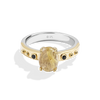 Tusken Raider™レディースリングブラックダイヤモンドアクセント、黄色いルチルクォーツ、スターリングシルバー、10Kイエローゴールド