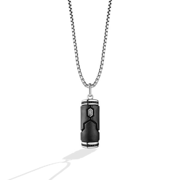 BOBA FETT™ MEN'S PENDANT 1/5 CT.TW. Black and White Diamonds, Sterling Silver with Black Rhodium