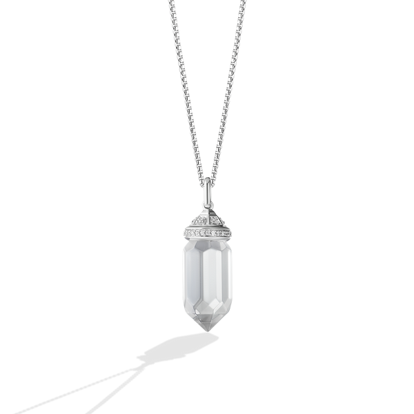GUARDIANS OF LIGHT WOMEN'S PENDANT 1/8 CT.TW. Diamonds,  White Topaz, Sterling Silver