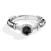 DARK ARMOR ENGAGEMENT RING 5/8 CT.TW. Black Rose Cut Diamond and White Diamonds, Garnet, 14k White Gold with Black Rhodium
