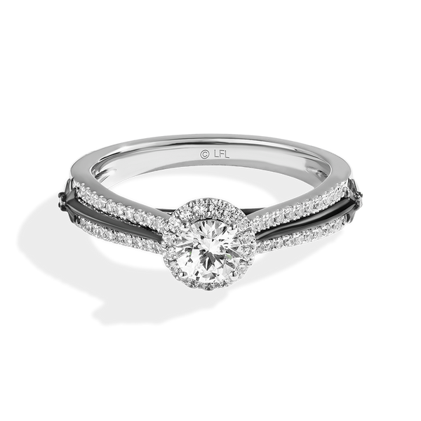 GUARDIANS OF LIGHT Diamond Engagement Ring, 3/4 CT.TW. Diamond, 14K White Gold with Black Rhodium