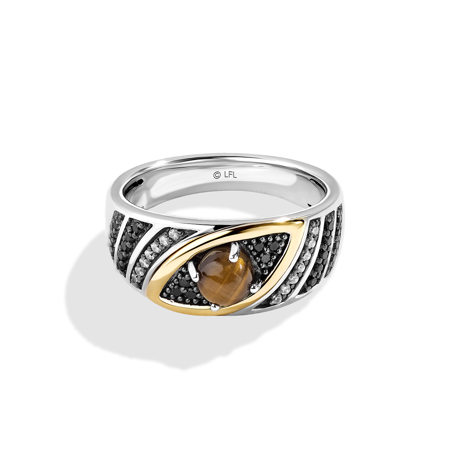 Jabba The Hutt™Women's Ring 1/5 Ct.Tw.黒と白のダイヤモンド