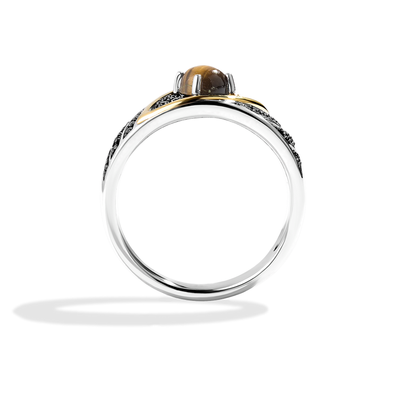 Star Wars™ Galactic Beings Black & White Diamonds Women's Ring in Sterling Silver & 10K Yellow Gold 1/5 CTTW View 3