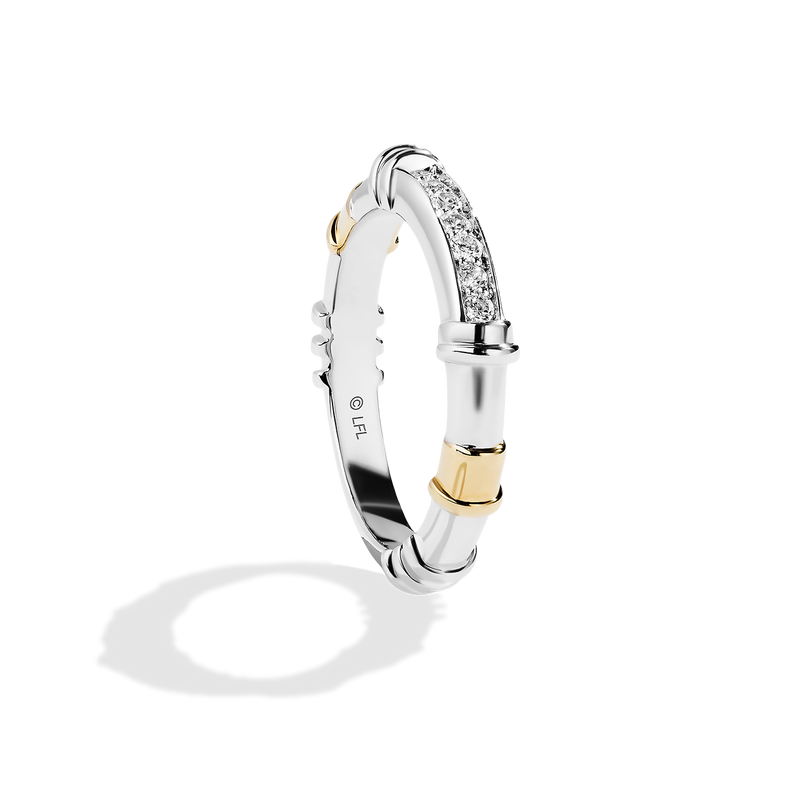 Star Wars™ Luke Skywalker Diamond Wedding Band in 14K White & Yellow Gold 1/6 CTTW View 2