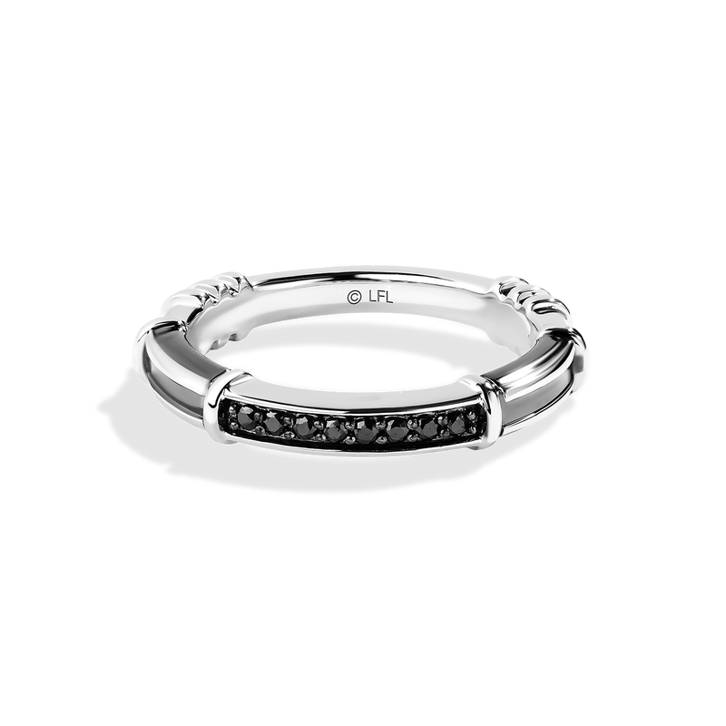 Star Wars™ Darth Vader Black Diamonds Wedding Band in White Gold with Black Rhodium 1/10 CTTW View 1