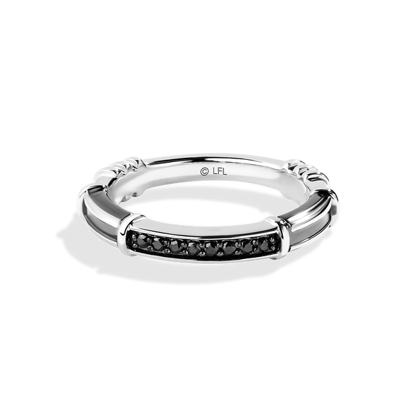DARK ARMOR WEDDING BAND 1/10 CT.TW.  Black Diamonds, 14k White Gold with Black Rhodium