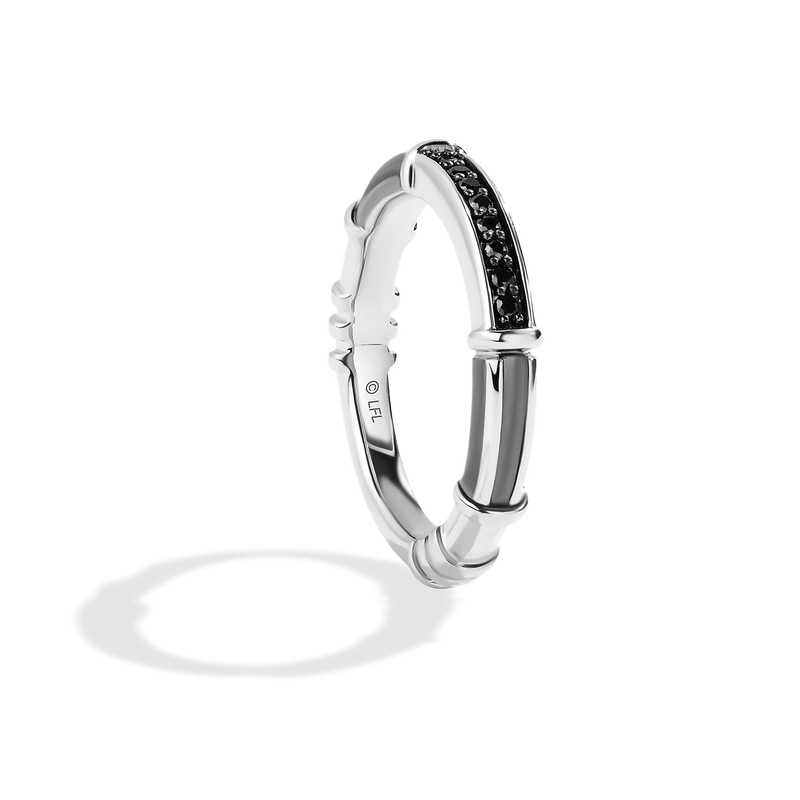Star Wars™ Darth Vader Black Diamonds Wedding Band in White Gold with Black Rhodium 1/10 CTTW View 2