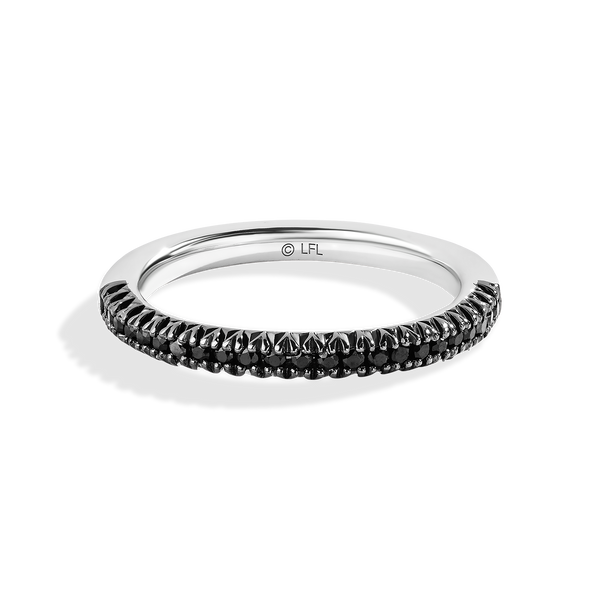 GUARDIANS OF LIGHT 1/5 CT.TW Black Diamond Wedding Band, 14K White  Gold