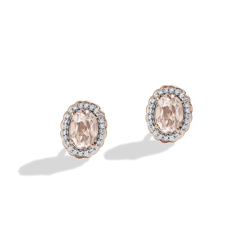Star Wars™ Princess Leia Diamonds & Morganite Women's Earrings in 10K Rose Gold & Sterling Silver 1/6 CTTW View 2