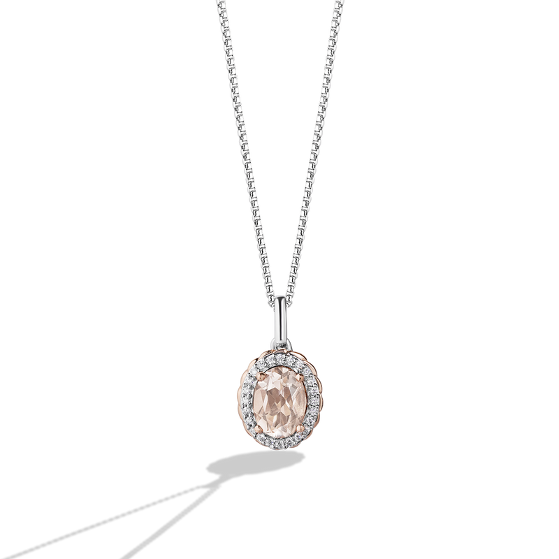Star Wars™ Princess Leia Diamonds & Morganite Women's Necklace Pendant in 10K Rose Gold & Sterling Silver 1/10 CTTW View 1
