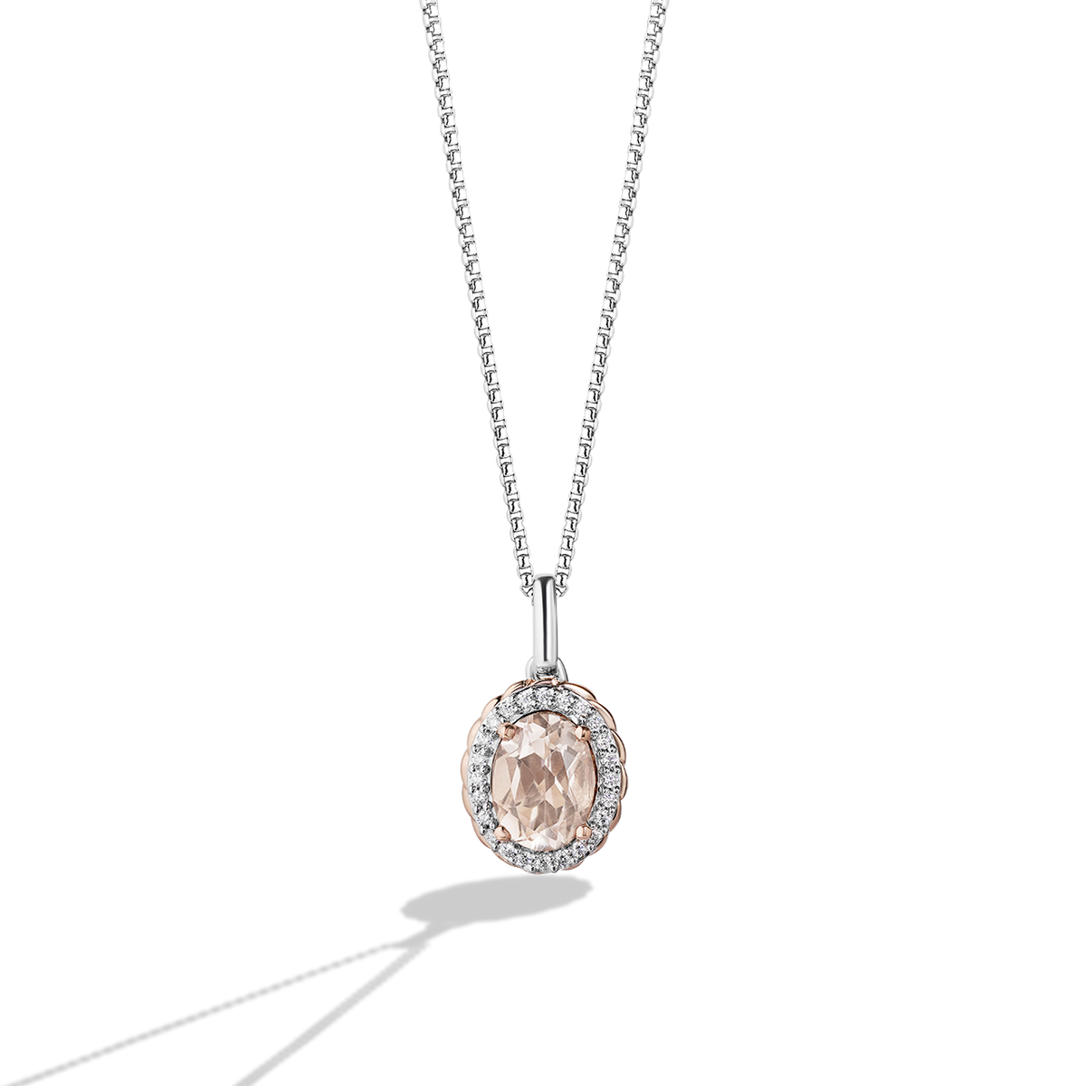 Disney Belle Inspired Rose Key Diamond Pendant with 14K Rose Gold 1/6 CTTW