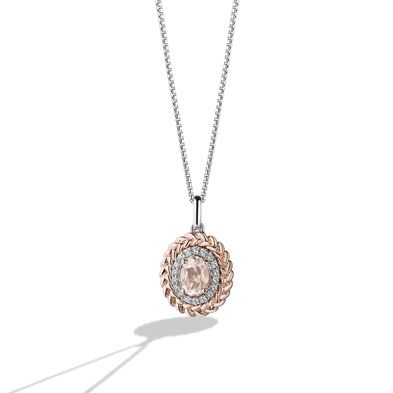 Star Wars™ Princess Leia Diamonds & Morganite Women's Necklace Pendant in 10K Rose Gold & Sterling Silver 1/6 CTTW View 1