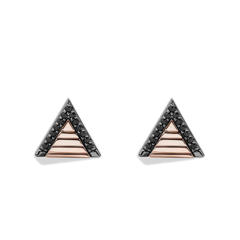 Star Wars™ Fennec Shand Black Diamonds Earrings in 10K Rose Gold & Sterling Silver 1/5 CTTW View 1